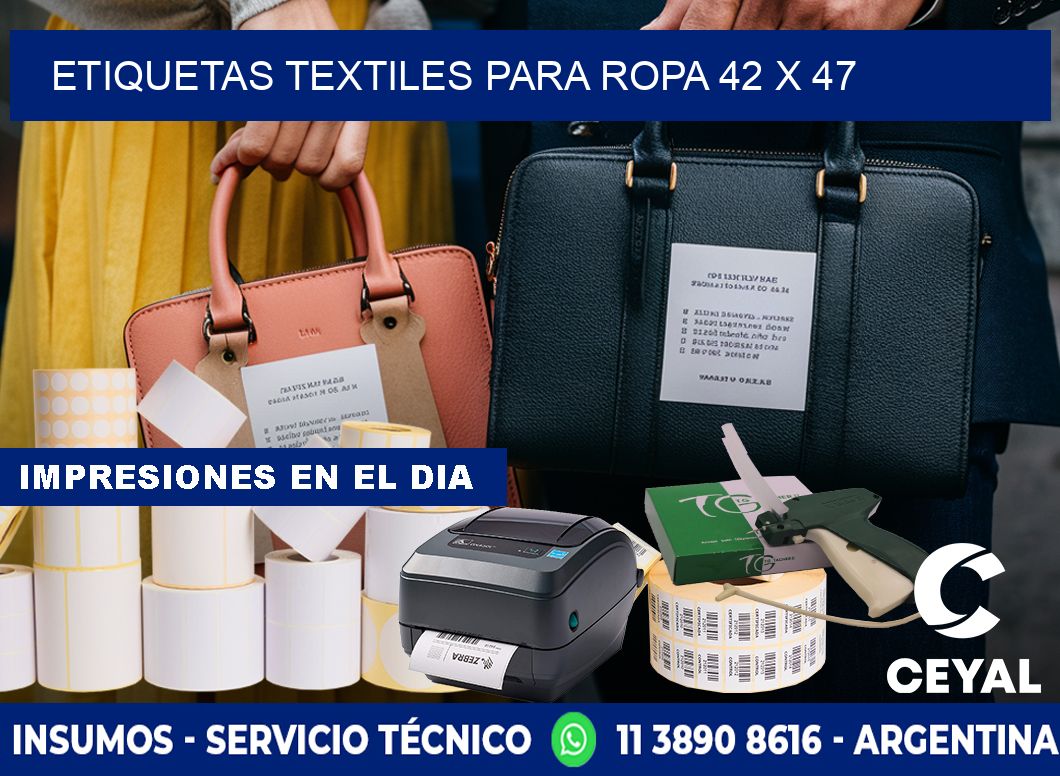 ETIQUETAS TEXTILES PARA ROPA 42 x 47