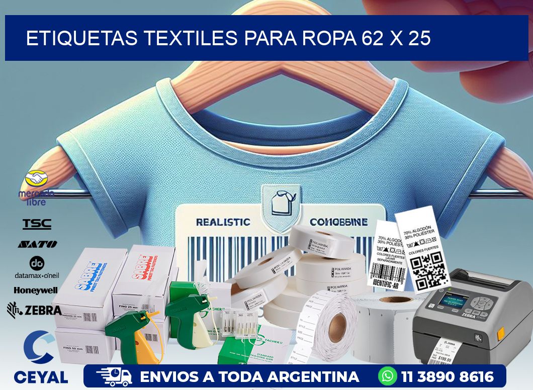 ETIQUETAS TEXTILES PARA ROPA 62 x 25