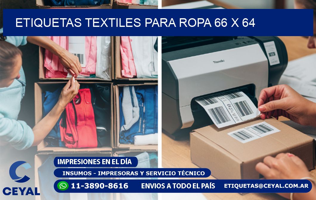 ETIQUETAS TEXTILES PARA ROPA 66 x 64