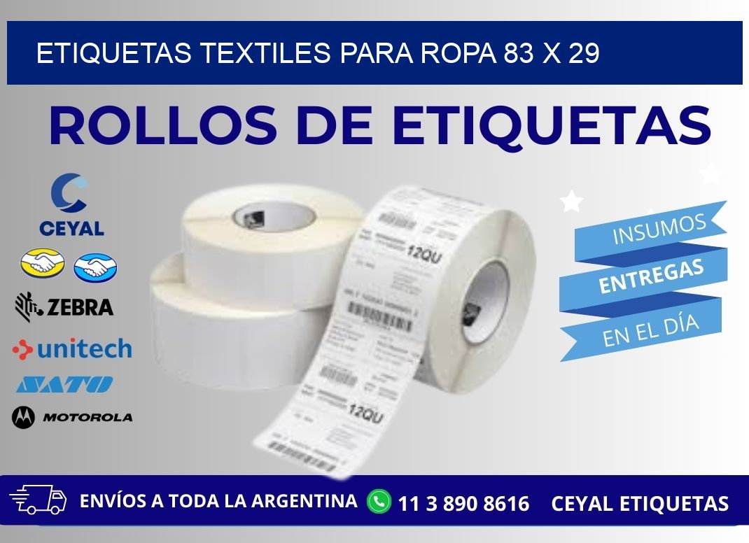 ETIQUETAS TEXTILES PARA ROPA 83 x 29