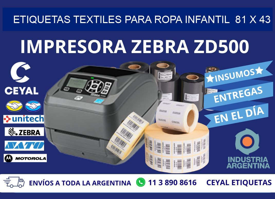 ETIQUETAS TEXTILES PARA ROPA INFANTIL  81 x 43