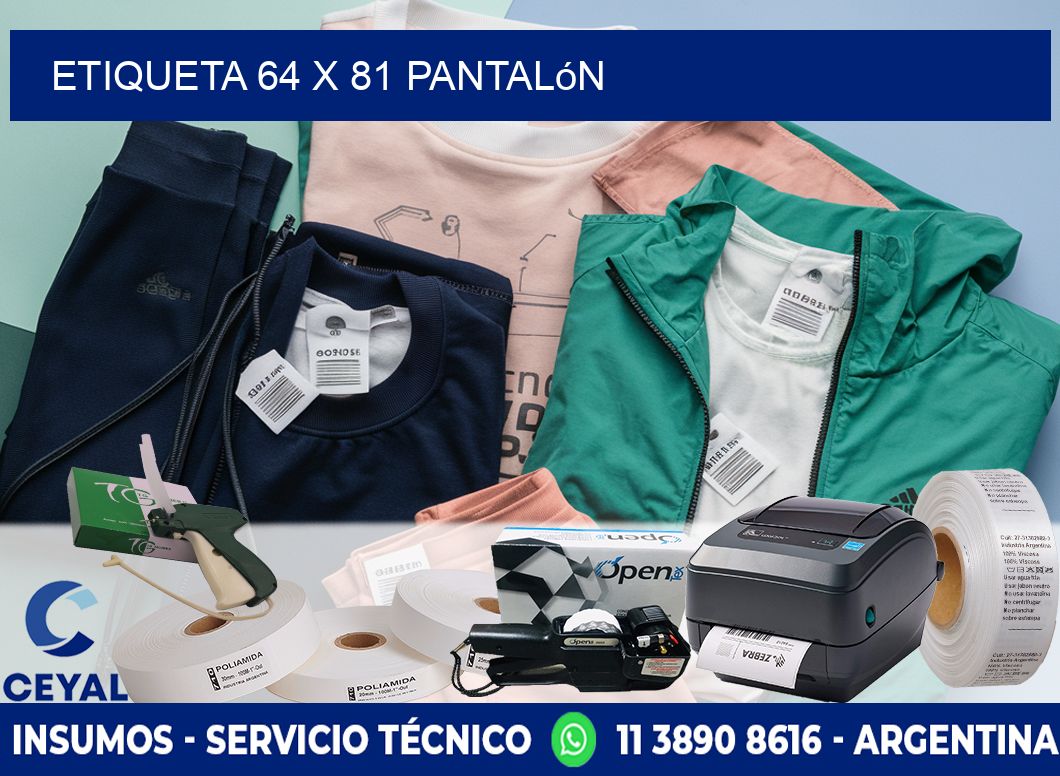 Etiqueta 64 x 81 pantalón