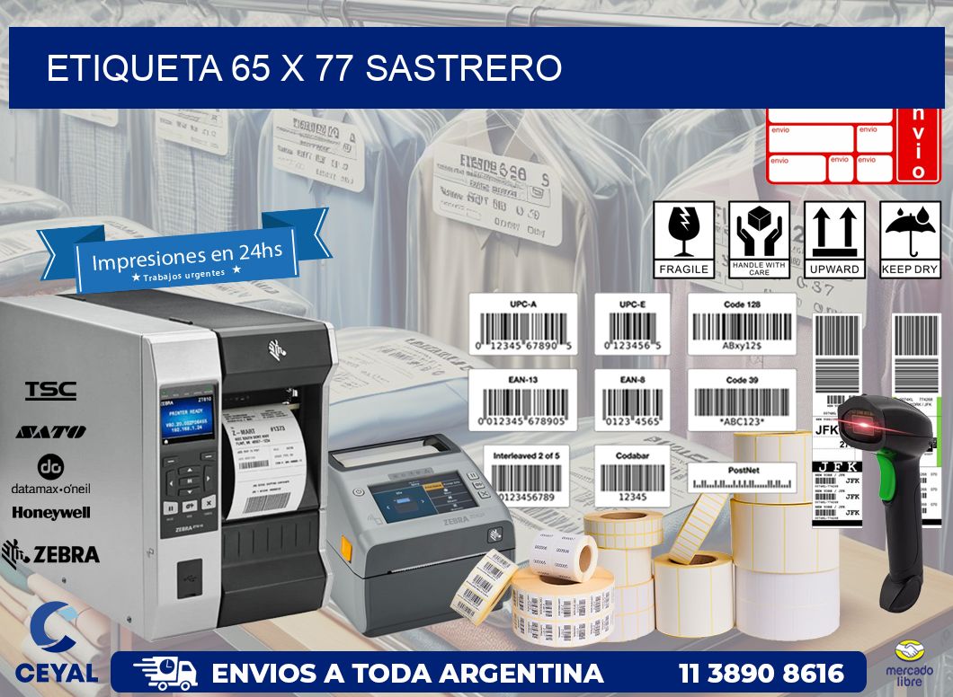 Etiqueta 65 x 77 sastrero