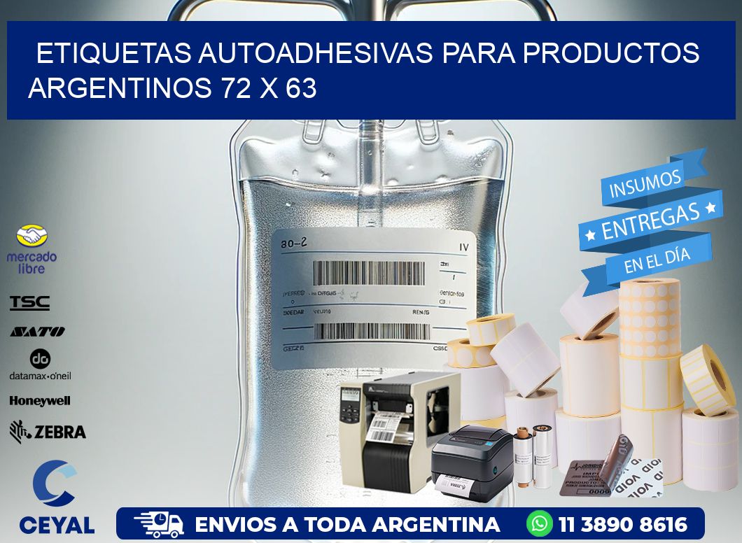 Etiquetas Autoadhesivas para Productos Argentinos 72 x 63