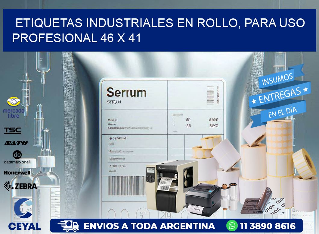 Etiquetas Industriales en Rollo, Para Uso Profesional 46 x 41