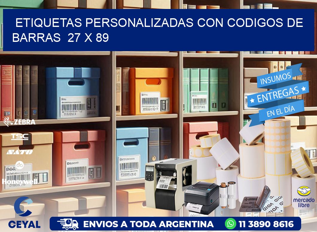 Etiquetas Personalizadas con Codigos de Barras  27 x 89