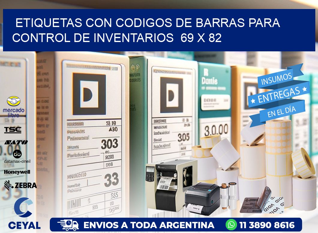 Etiquetas con Codigos de Barras para Control de Inventarios  69 x 82