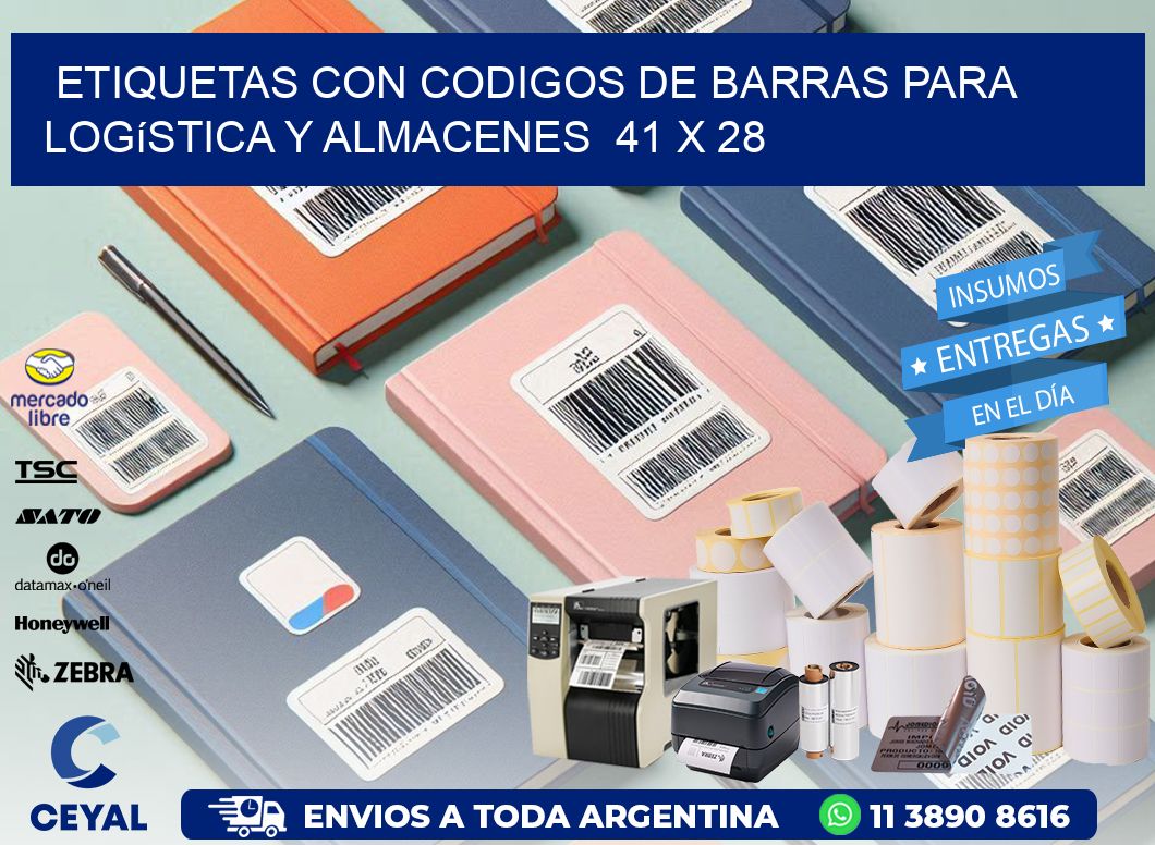 Etiquetas con Codigos de Barras para Logística y Almacenes  41 x 28