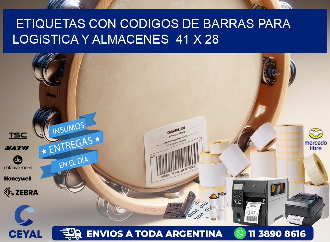 Etiquetas con Codigos de Barras para Logística y Almacenes  41 x 28