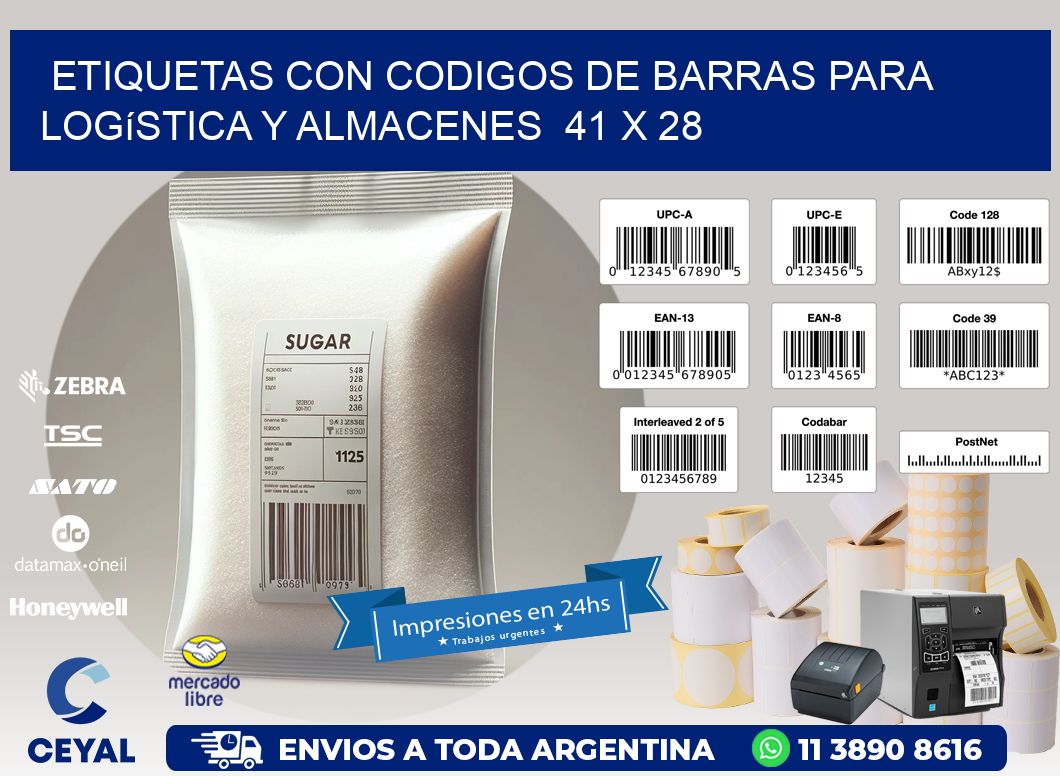 Etiquetas con Codigos de Barras para Logística y Almacenes  41 x 28