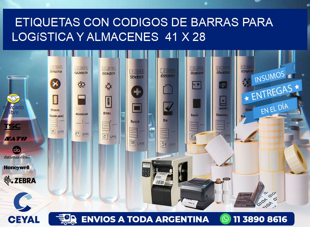 Etiquetas con Codigos de Barras para Logística y Almacenes  41 x 28