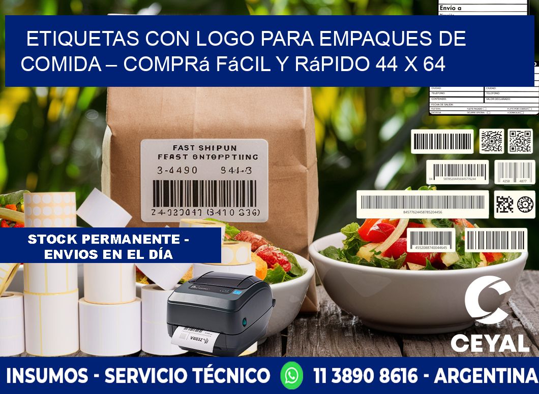 Etiquetas con logo para empaques de comida – Comprá fácil y rápido 44 x 64