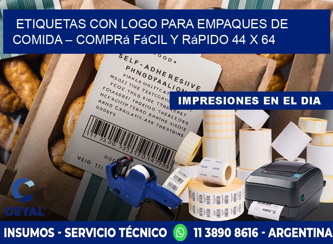 Etiquetas con logo para empaques de comida – Comprá fácil y rápido 44 x 64