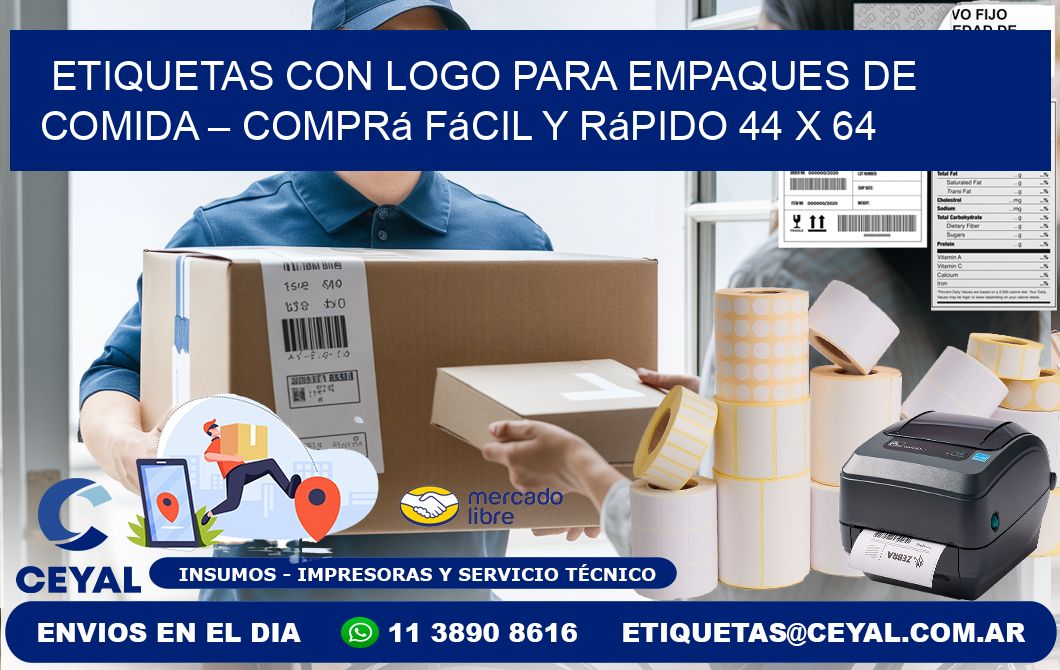 Etiquetas con logo para empaques de comida – Comprá fácil y rápido 44 x 64