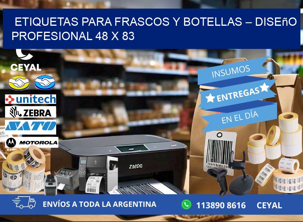 Etiquetas para frascos y botellas – Diseño profesional 48 x 83