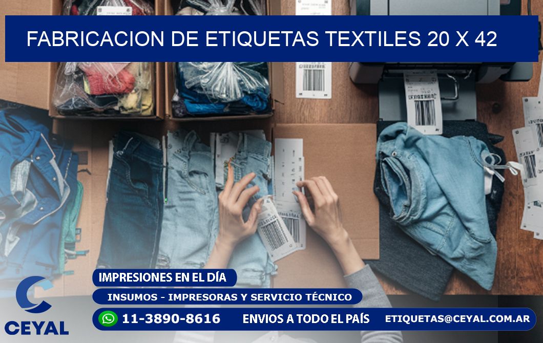 FABRICACION DE ETIQUETAS TEXTILES 20 x 42