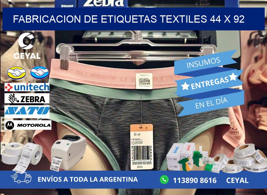 FABRICACION DE ETIQUETAS TEXTILES 44 x 92