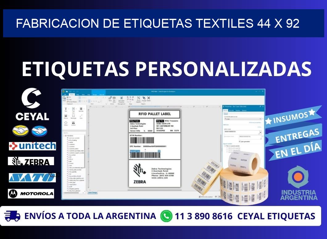 FABRICACION DE ETIQUETAS TEXTILES 44 x 92