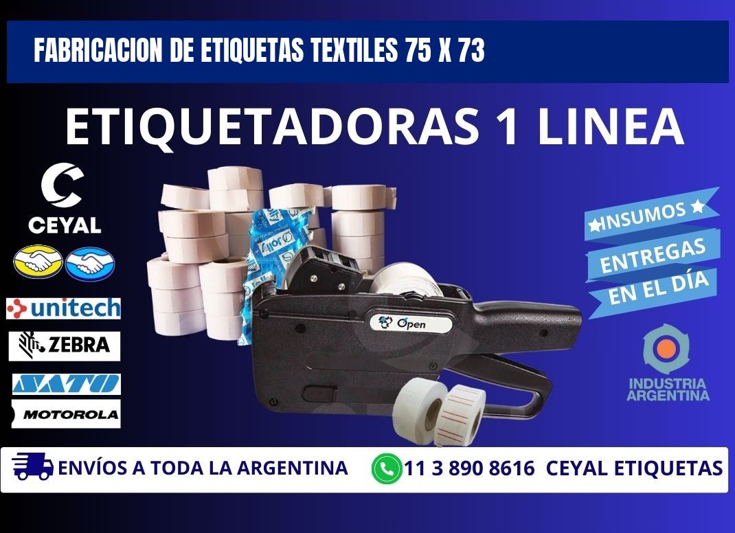 FABRICACION DE ETIQUETAS TEXTILES 75 x 73