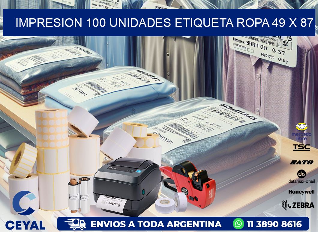 IMPRESION 100 UNIDADES ETIQUETA ROPA 49 x 87