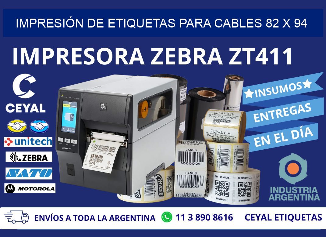 IMPRESIÓN DE ETIQUETAS PARA CABLES 82 x 94