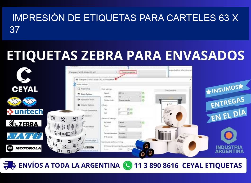 IMPRESIÓN DE ETIQUETAS PARA CARTELES 63 x 37