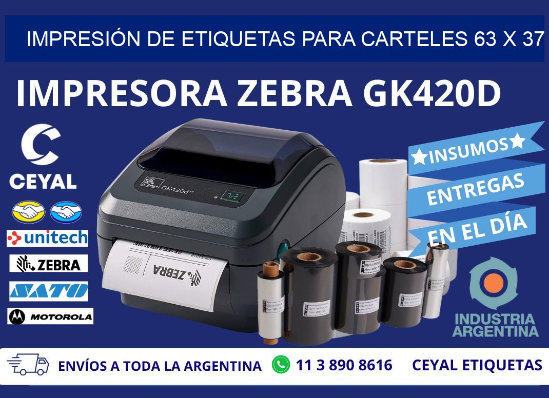 IMPRESIÓN DE ETIQUETAS PARA CARTELES 63 x 37