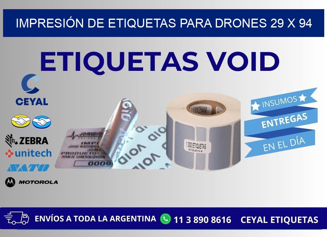 IMPRESIÓN DE ETIQUETAS PARA DRONES 29 x 94