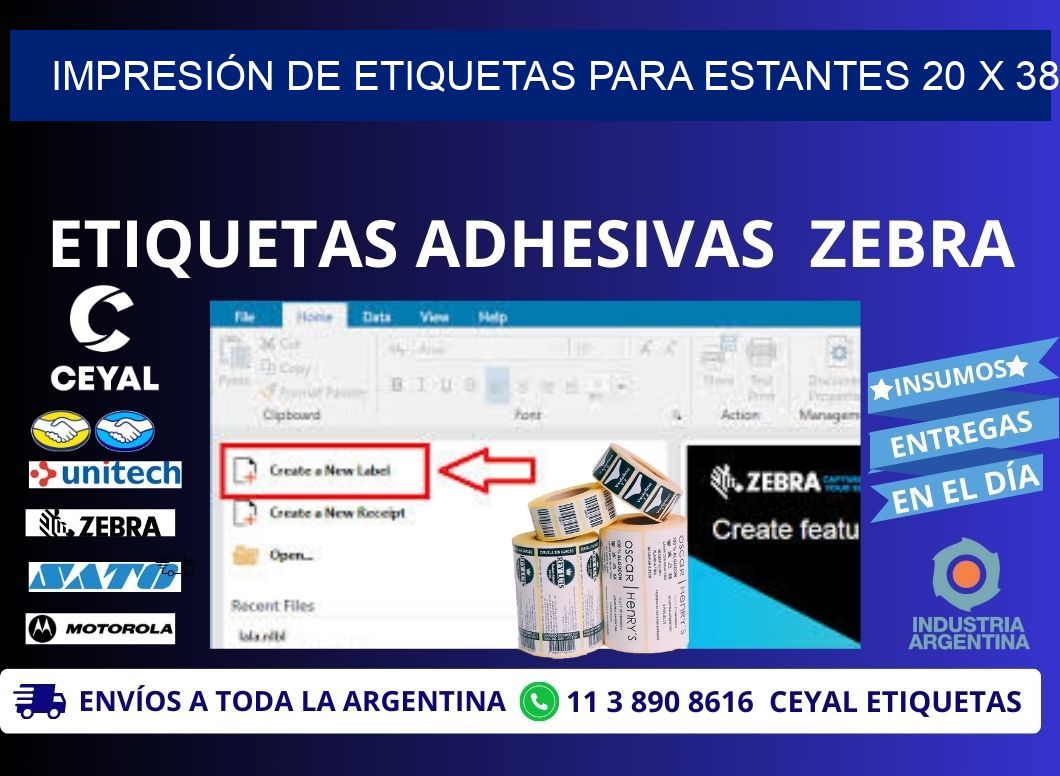 IMPRESIÓN DE ETIQUETAS PARA ESTANTES 20 x 38