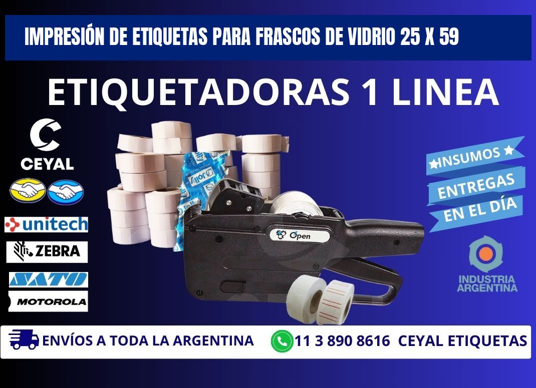 IMPRESIÓN DE ETIQUETAS PARA FRASCOS DE VIDRIO 25 x 59