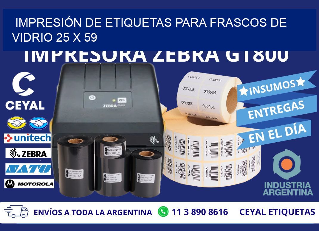 IMPRESIÓN DE ETIQUETAS PARA FRASCOS DE VIDRIO 25 x 59