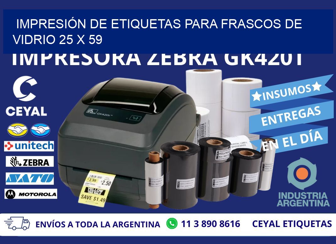 IMPRESIÓN DE ETIQUETAS PARA FRASCOS DE VIDRIO 25 x 59