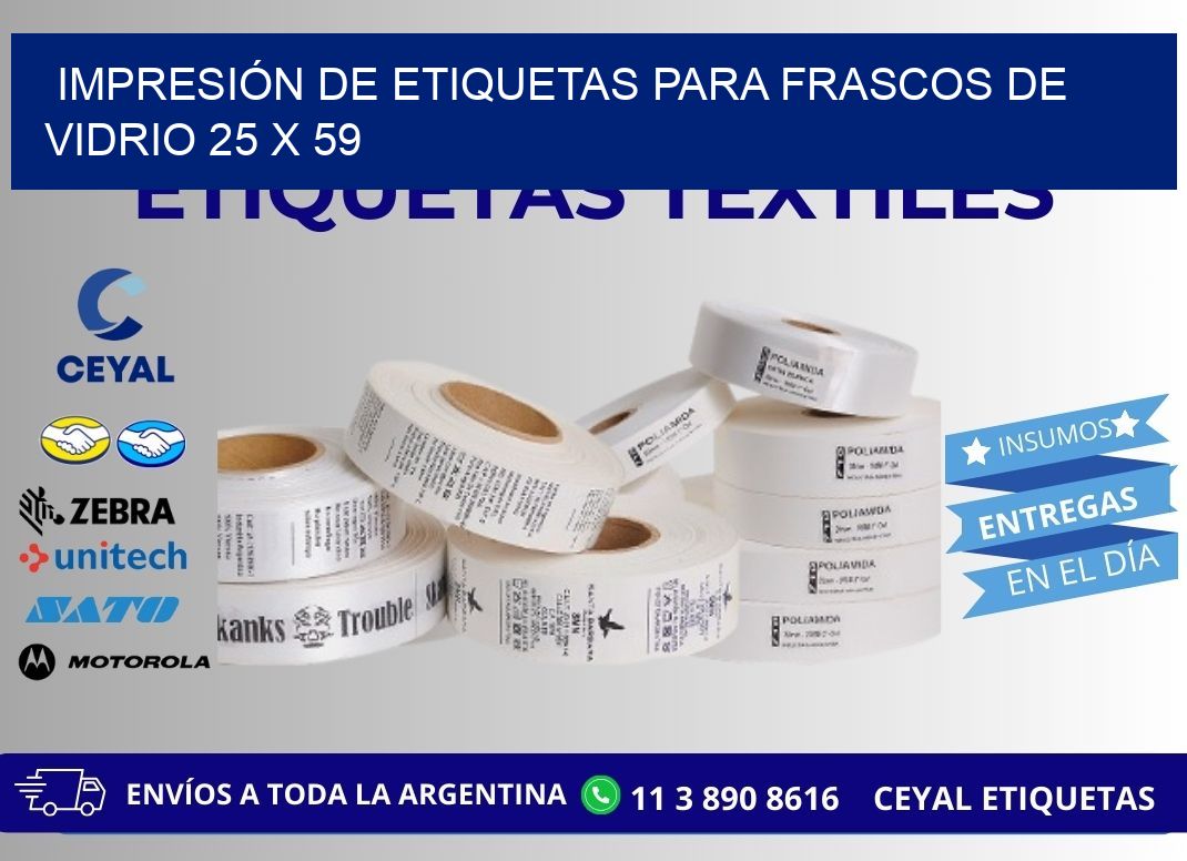 IMPRESIÓN DE ETIQUETAS PARA FRASCOS DE VIDRIO 25 x 59