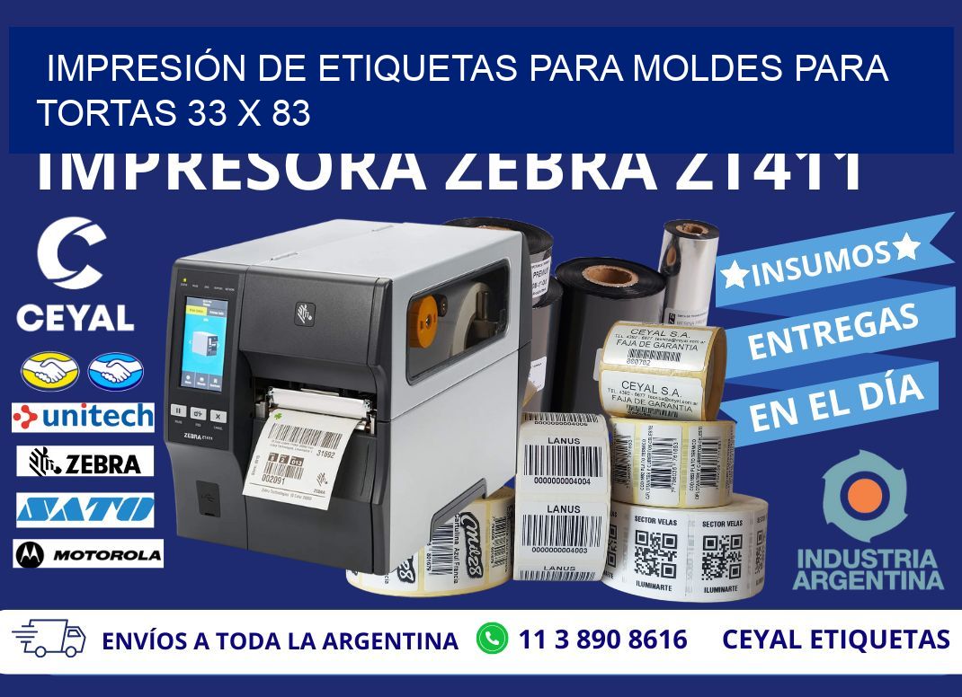 IMPRESIÓN DE ETIQUETAS PARA MOLDES PARA TORTAS 33 x 83