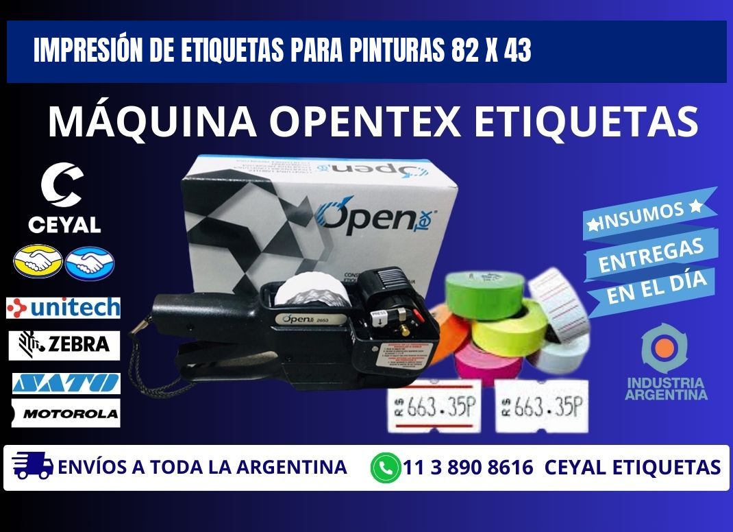 IMPRESIÓN DE ETIQUETAS PARA PINTURAS 82 x 43