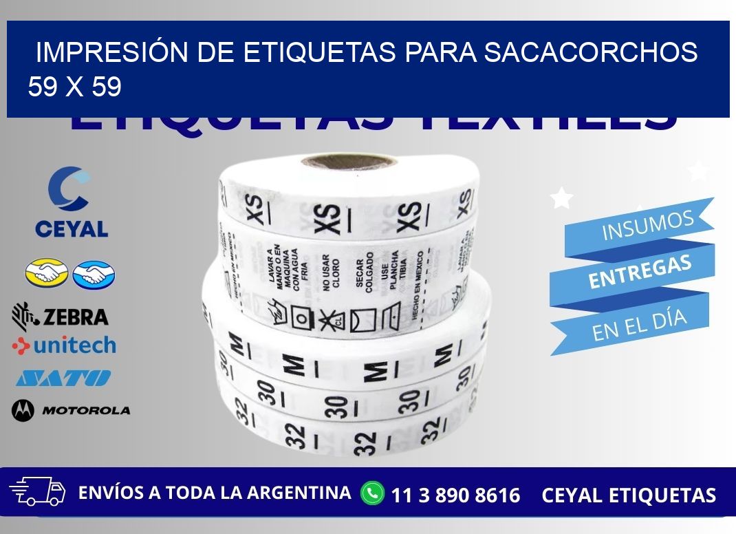 IMPRESIÓN DE ETIQUETAS PARA SACACORCHOS 59 x 59