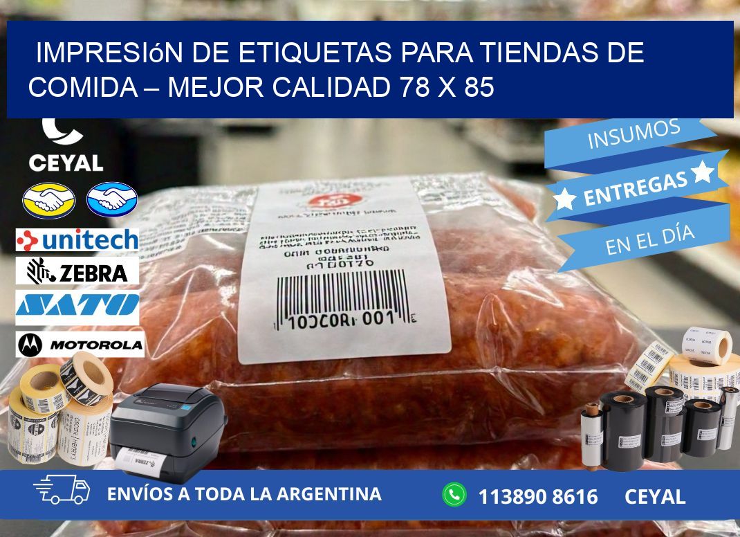 Impresión de etiquetas para tiendas de comida – Mejor calidad 78 x 85