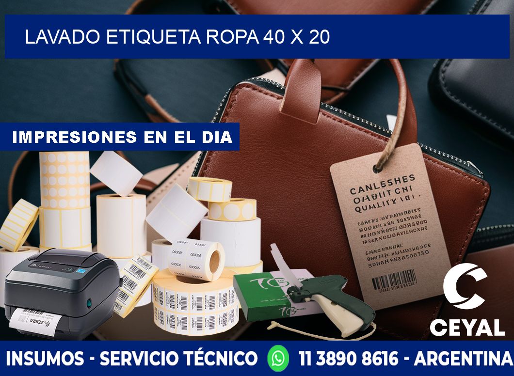LAVADO ETIQUETA ROPA 40 x 20