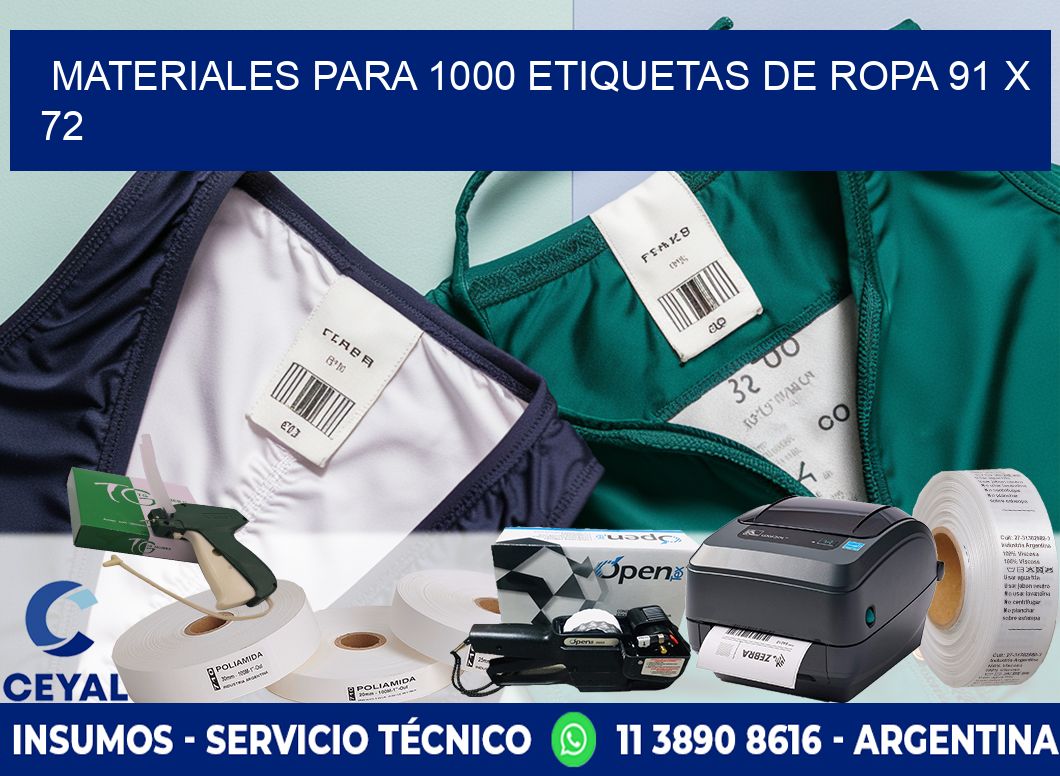 MATERIALES PARA 1000 ETIQUETAS DE ROPA 91 x 72