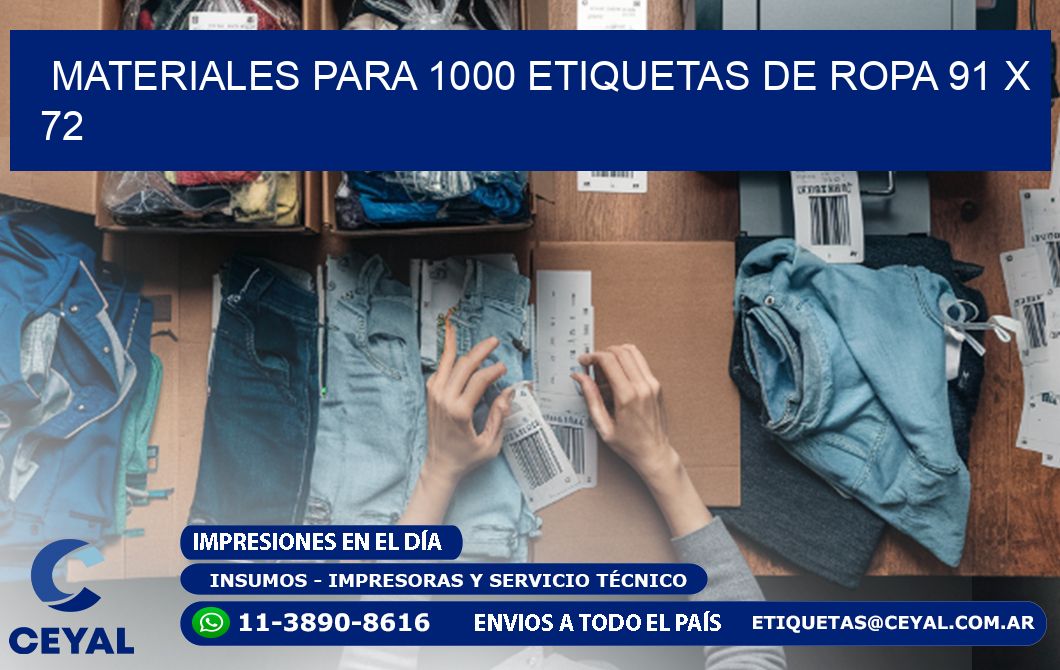 MATERIALES PARA 1000 ETIQUETAS DE ROPA 91 x 72