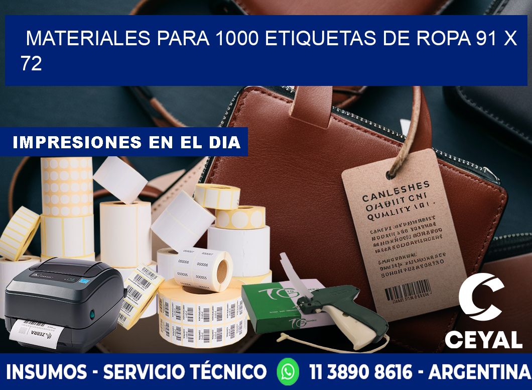 MATERIALES PARA 1000 ETIQUETAS DE ROPA 91 x 72