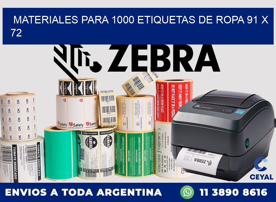 MATERIALES PARA 1000 ETIQUETAS DE ROPA 91 x 72