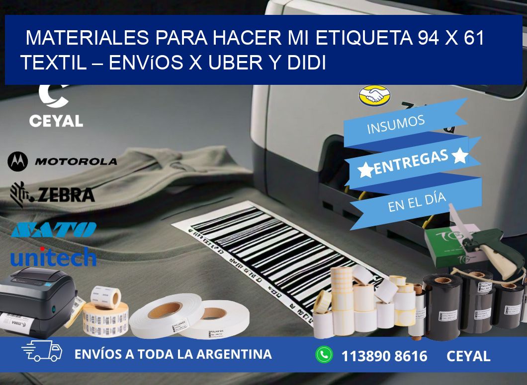 Materiales para hacer mi Etiqueta 94 x 61 textil – Envíos x Uber y DiDi