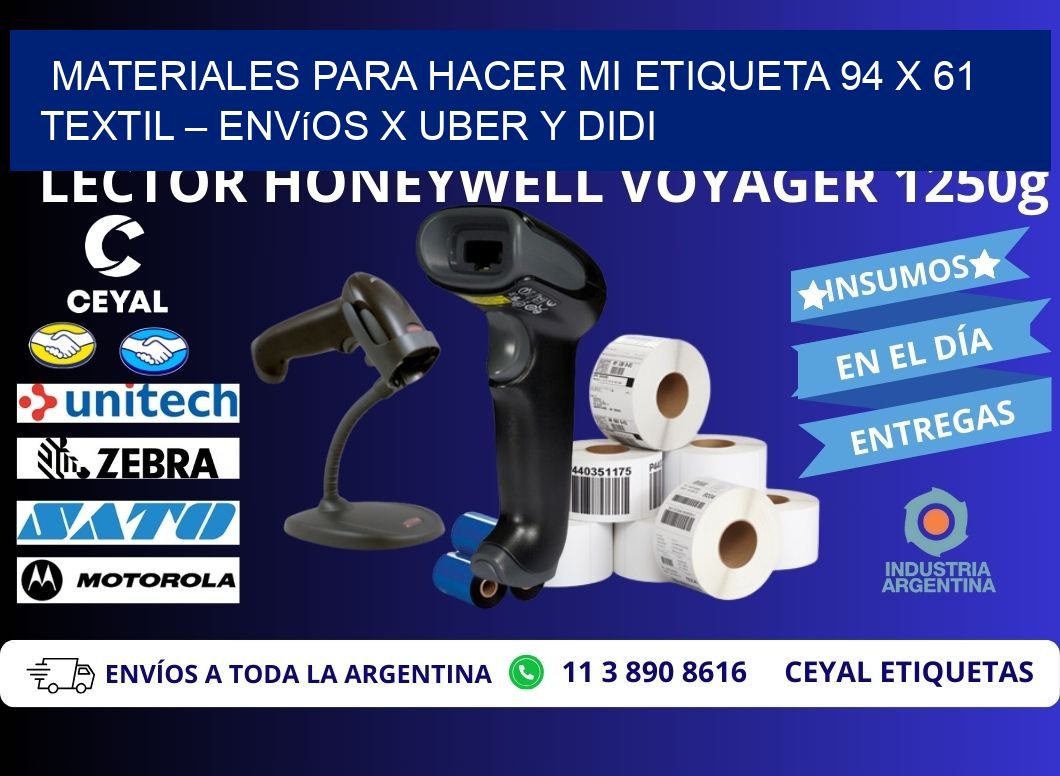 Materiales para hacer mi Etiqueta 94 x 61 textil – Envíos x Uber y DiDi