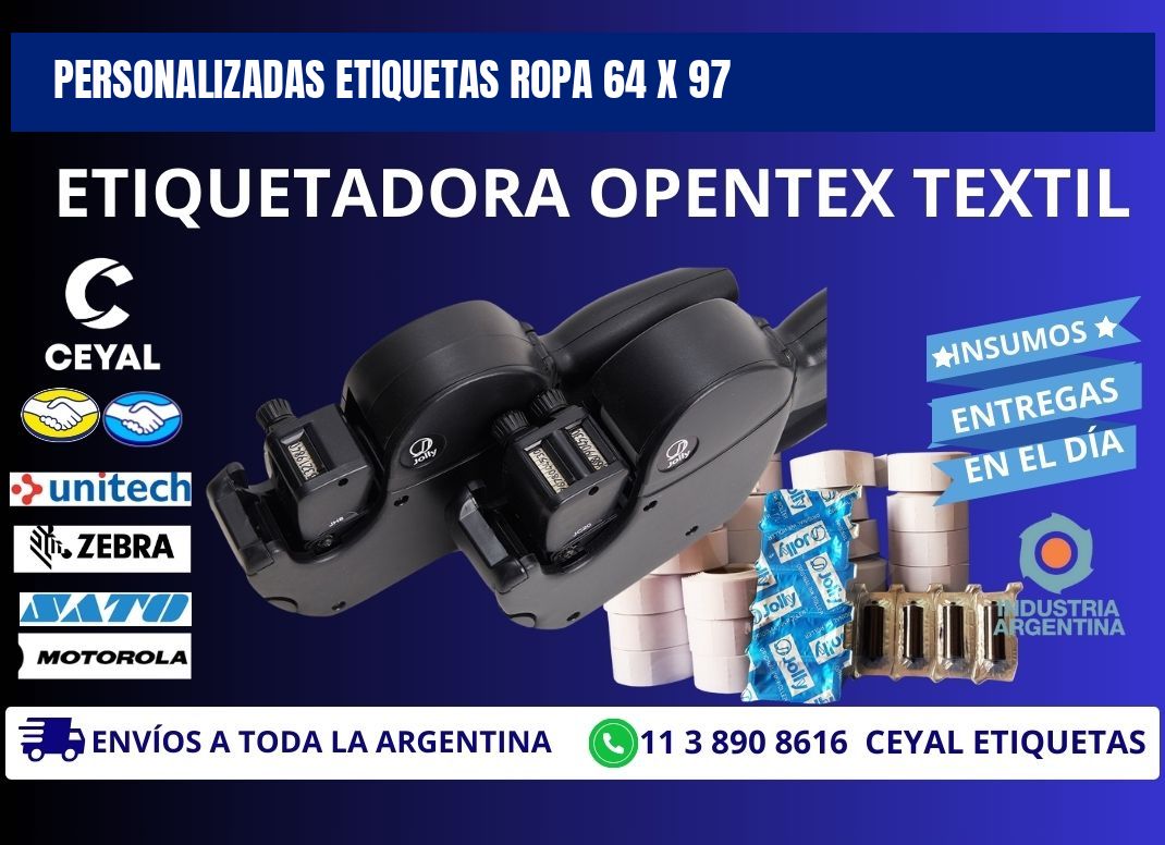 PERSONALIZADAS ETIQUETAS ROPA 64 x 97