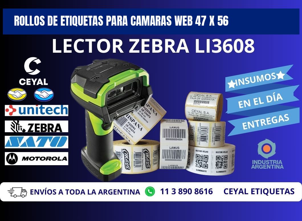 ROLLOS DE ETIQUETAS PARA CAMARAS WEB 47 x 56
