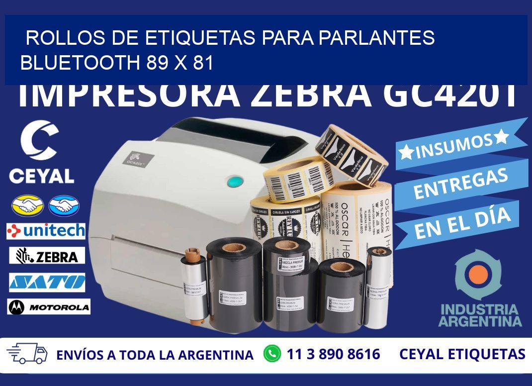 ROLLOS DE ETIQUETAS PARA PARLANTES BLUETOOTH 89 x 81