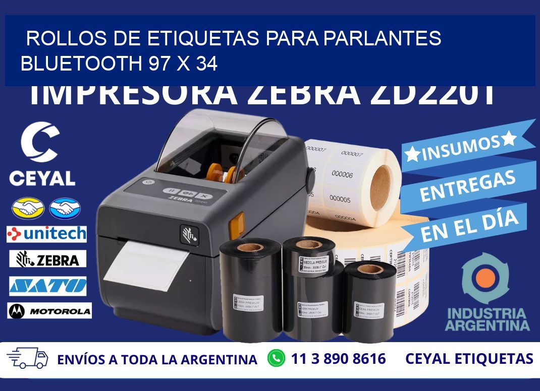 ROLLOS DE ETIQUETAS PARA PARLANTES BLUETOOTH 97 x 34