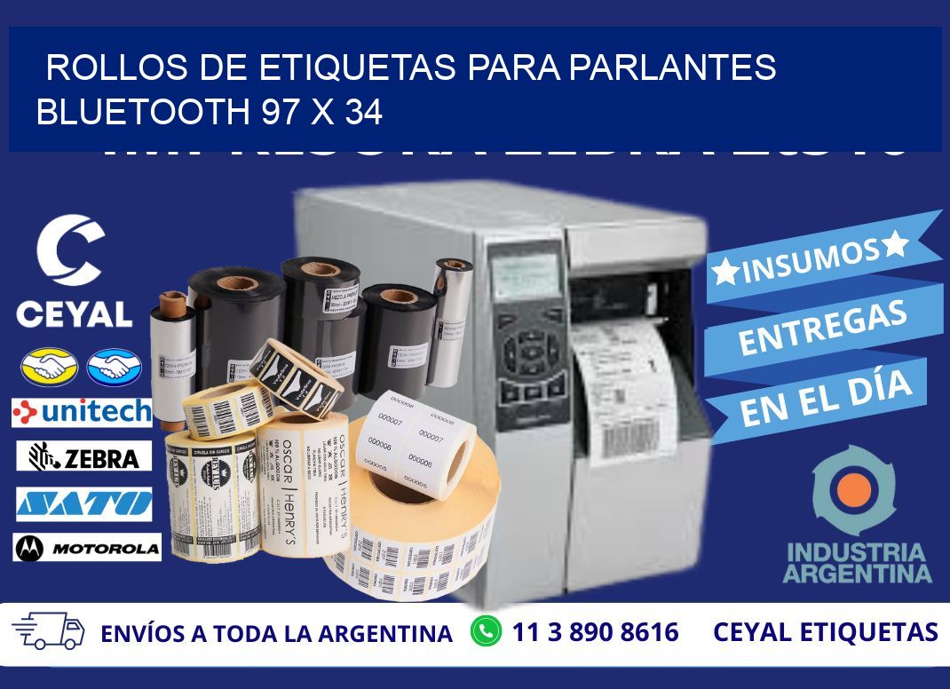 ROLLOS DE ETIQUETAS PARA PARLANTES BLUETOOTH 97 x 34