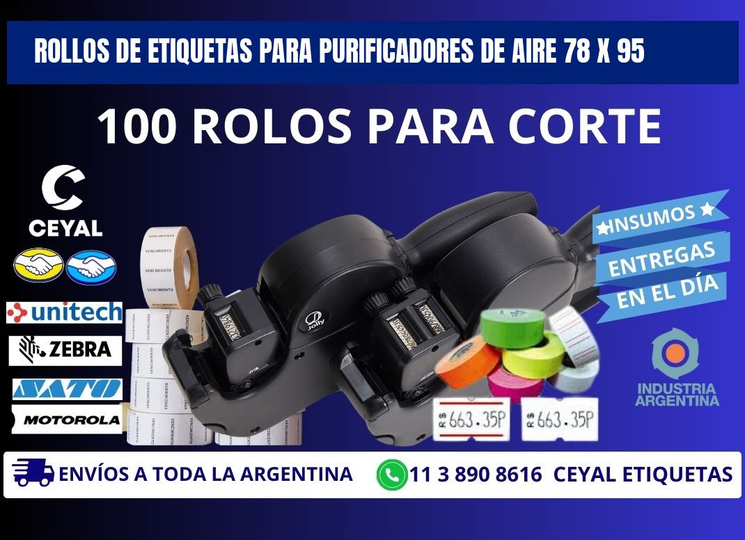 ROLLOS DE ETIQUETAS PARA PURIFICADORES DE AIRE 78 x 95